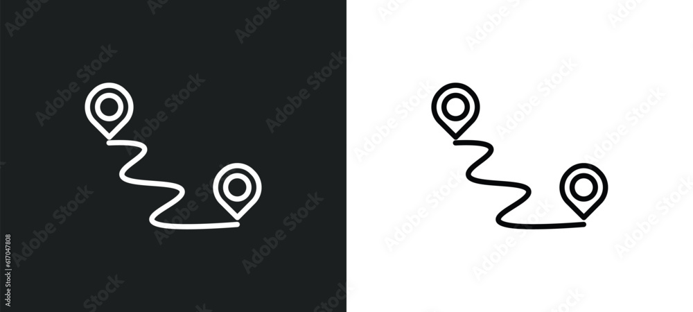 Poster navigation line icon in white and black colors. navigation flat vector icon from navigation collecti