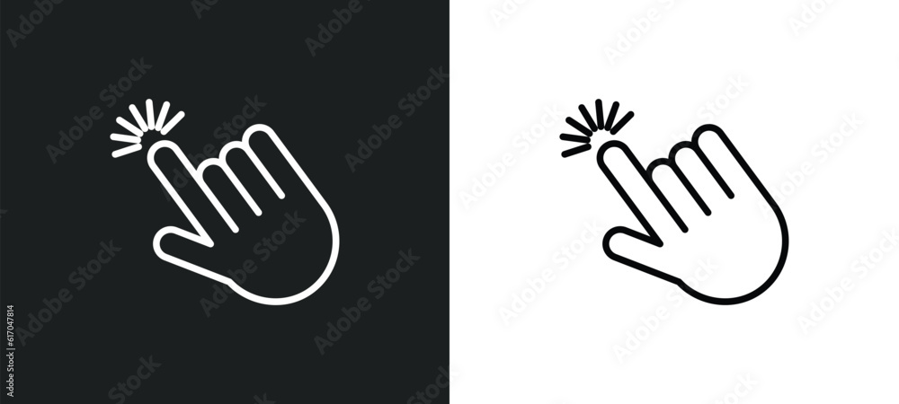 Poster pointer line icon in white and black colors. pointer flat vector icon from pointer collection for we