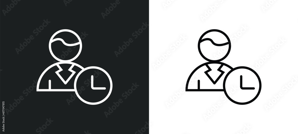 Poster busy line icon in white and black colors. busy flat vector icon from busy collection for web, mobile
