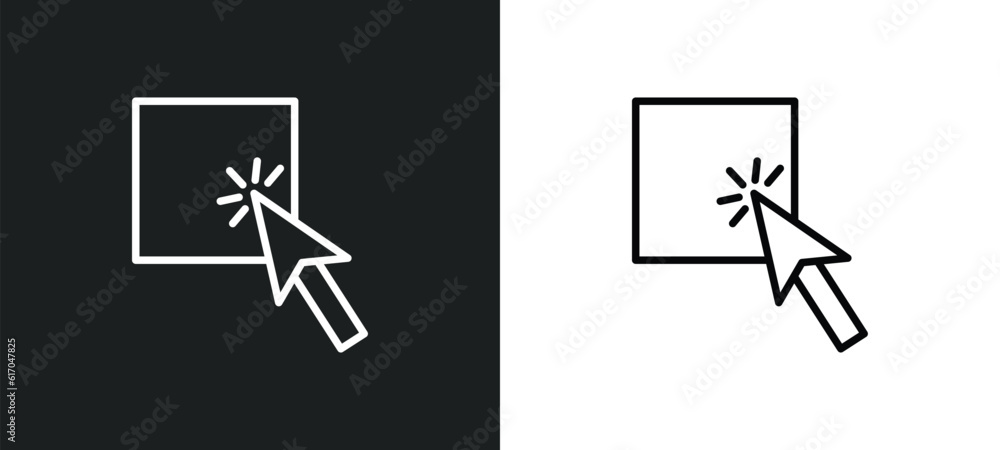 Poster select line icon in white and black colors. select flat vector icon from select collection for web, 