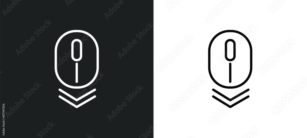 Poster scroll line icon in white and black colors. scroll flat vector icon from scroll collection for web, 