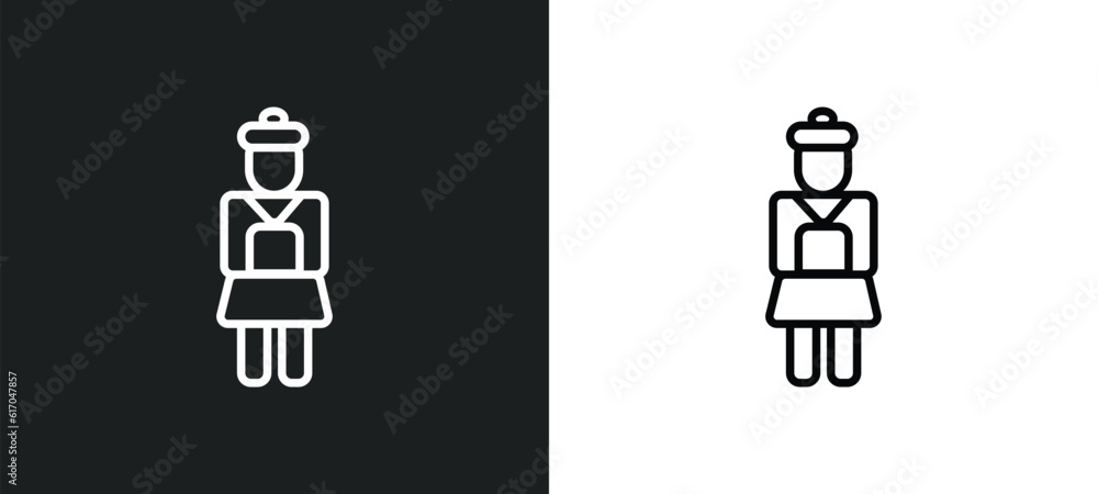 Poster army line icon in white and black colors. army flat vector icon from army collection for web, mobile