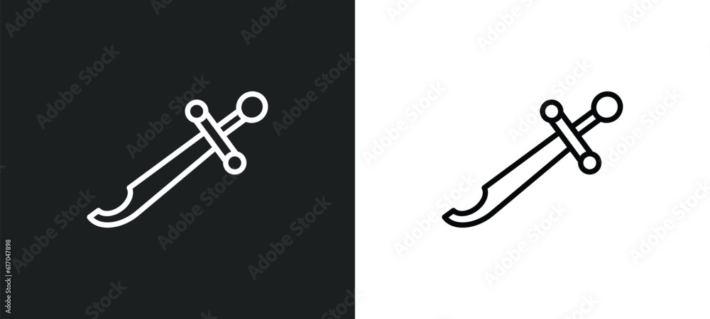 Poster scimitar line icon in white and black colors. scimitar flat vector icon from scimitar collection for