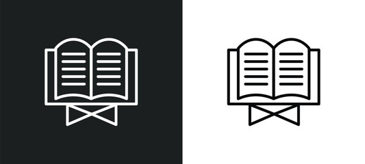 quran book line icon in white and black colors. quran book flat vector icon from quran book collection for web, mobile apps and ui.