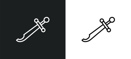 scimitar line icon in white and black colors. scimitar flat vector icon from scimitar collection for web, mobile apps and ui.