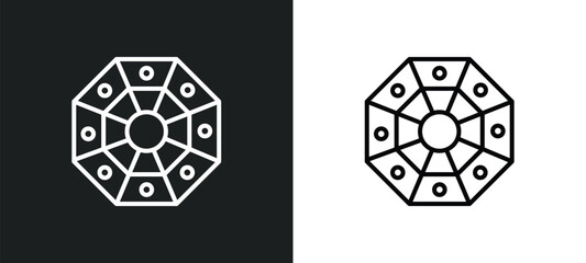 pa kua mirror line icon in white and black colors. pa kua mirror flat vector icon from pa kua mirror collection for web, mobile apps and ui.