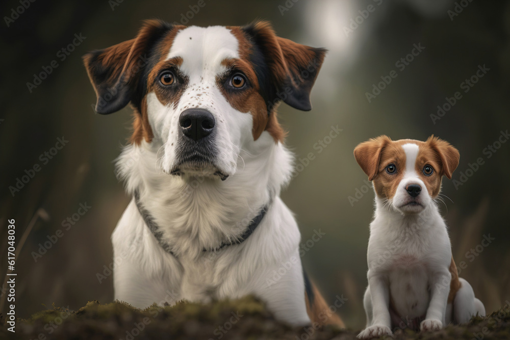 Poster large and small dog. generated by ai