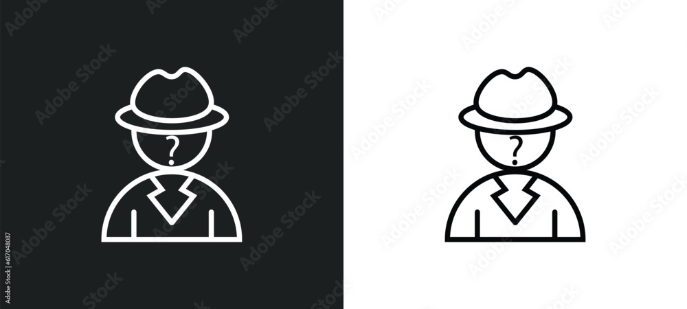 Poster anonymity line icon in white and black colors. anonymity flat vector icon from anonymity collection 