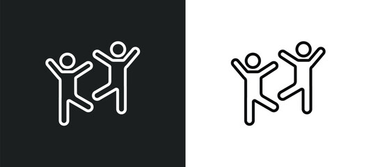 capoeira brazil dancers line icon in white and black colors. capoeira brazil dancers flat vector icon from capoeira brazil dancers collection for web, mobile apps and ui.
