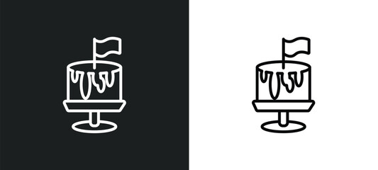 cake with a flag line icon in white and black colors. cake with a flag flat vector icon from cake with a flag collection for web, mobile apps and ui.