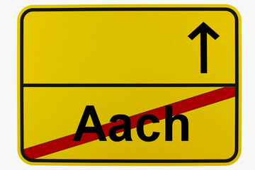 Naklejka premium Illustration eines Ortsausgangsschildes von Aach in Baden-Württemberg 