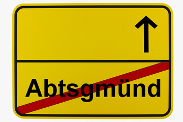Fototapeta premium Illustration eines Ortsausgangsschildes von Abtsgmünd in Baden-Württemberg 
