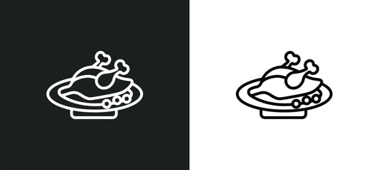 beijing roast duck line icon in white and black colors. beijing roast duck flat vector icon from beijing roast duck collection for web, mobile apps and ui.