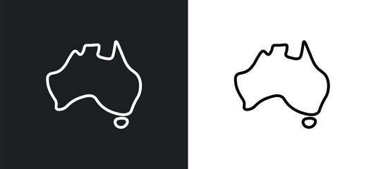 australian continent line icon in white and black colors. australian continent flat vector icon from australian continent collection for web, mobile apps and ui.