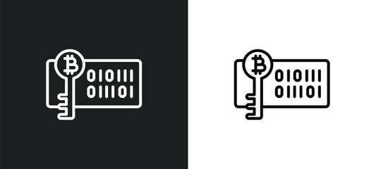 bitcoin encryption line icon in white and black colors. bitcoin encryption flat vector icon from bitcoin encryption collection for web, mobile apps and ui.