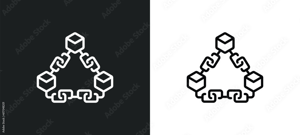 Poster chains line icon in white and black colors. chains flat vector icon from chains collection for web, 