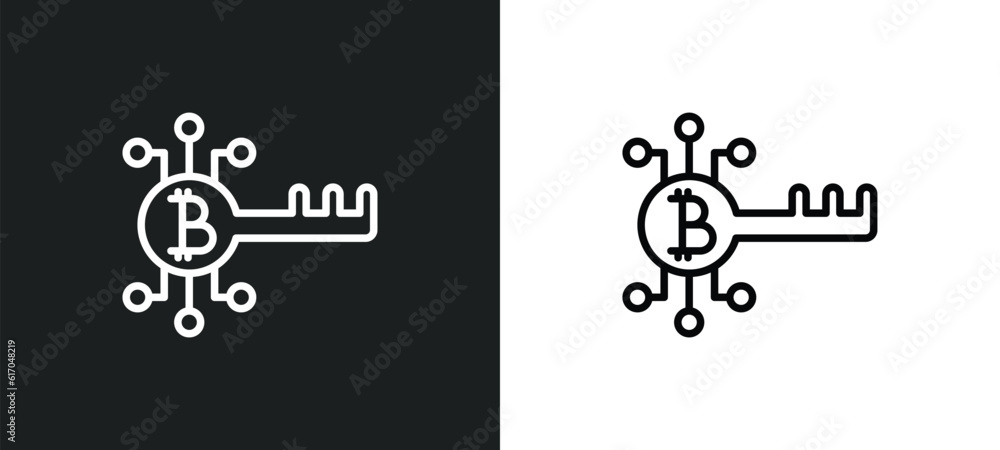 Aufkleber crypto key line icon in white and black colors. crypto key flat vector icon from crypto key collecti