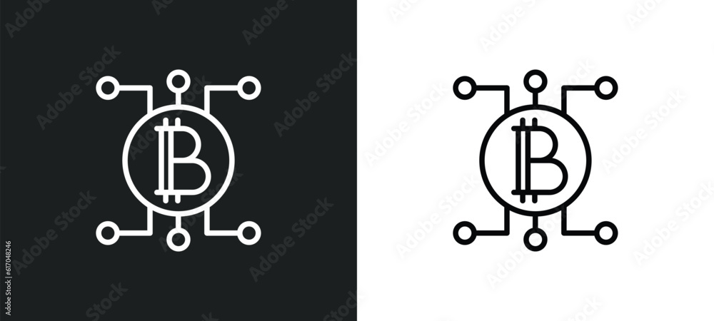 Poster blockchain line icon in white and black colors. blockchain flat vector icon from blockchain collecti