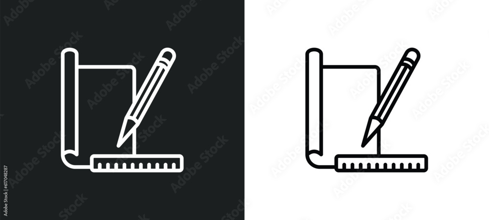 Poster prototype line icon in white and black colors. prototype flat vector icon from prototype collection 