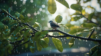 bird on a branch HD 8K wallpaper Stock Photographic Image