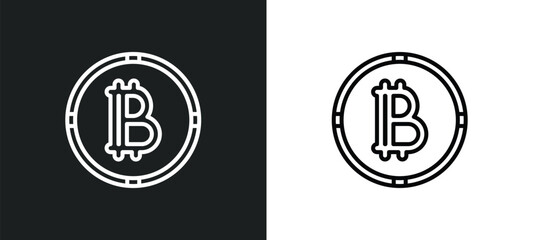bitcoins line icon in white and black colors. bitcoins flat vector icon from bitcoins collection for web, mobile apps and ui.