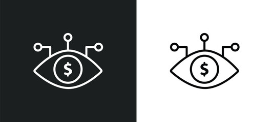 bionic contact lens line icon in white and black colors. bionic contact lens flat vector icon from bionic contact lens collection for web, mobile apps and ui.