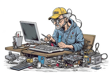 National Techies Day  cartoon style, Generative AI