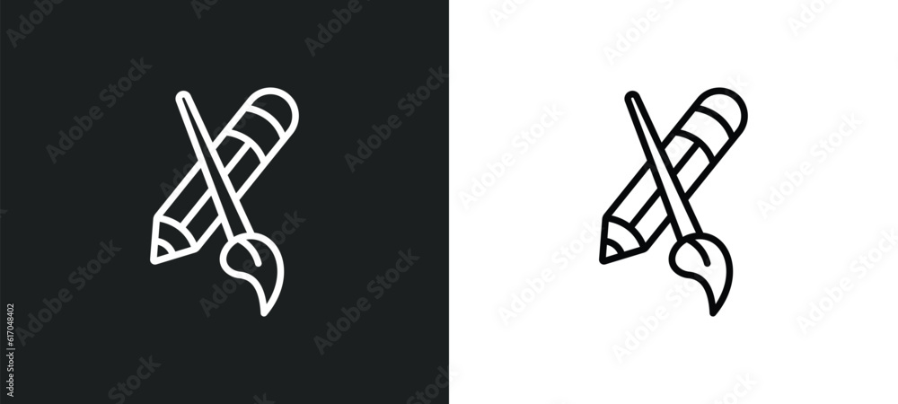 Poster de line icon in white and black colors. de flat vector icon from de collection for web, mobile apps 
