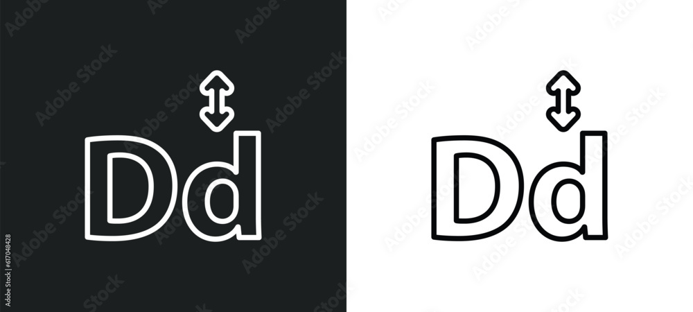 Poster typography line icon in white and black colors. typography flat vector icon from typography collecti