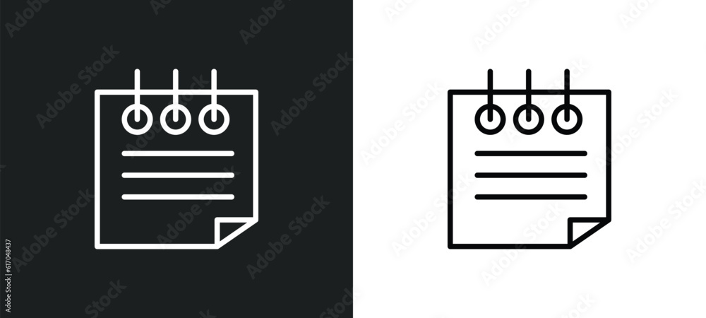 Poster note line icon in white and black colors. note flat vector icon from note collection for web, mobile