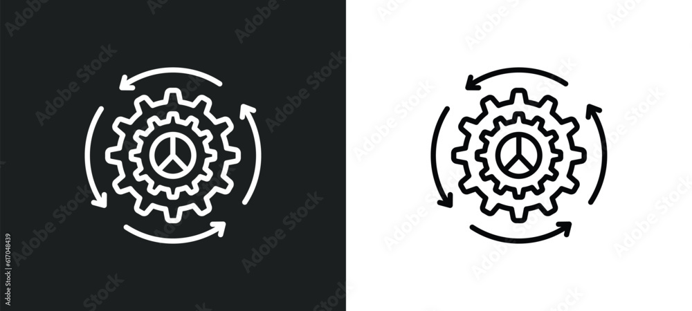 Poster workflow line icon in white and black colors. workflow flat vector icon from workflow collection for