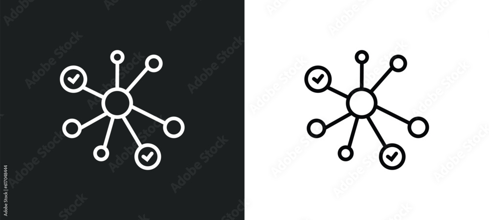 Aufkleber nodes line icon in white and black colors. nodes flat vector icon from nodes collection for web, mob