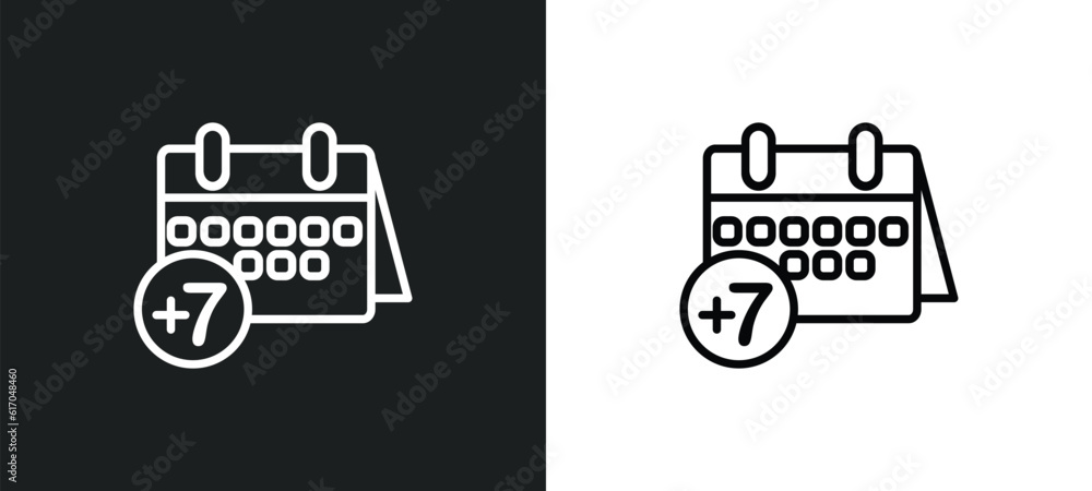 Poster next week line icon in white and black colors. next week flat vector icon from next week collection 