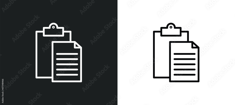 Poster paste line icon in white and black colors. paste flat vector icon from paste collection for web, mob