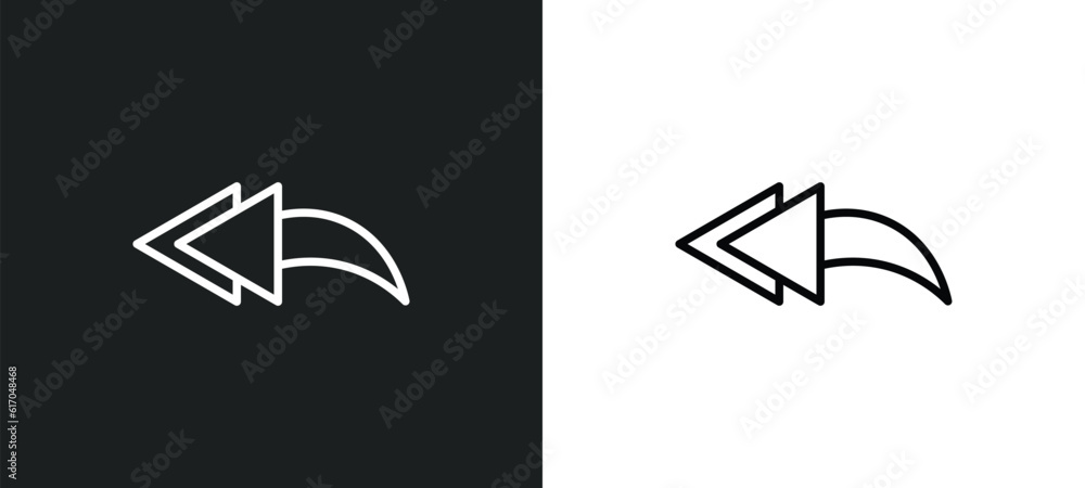 Poster reply all line icon in white and black colors. reply all flat vector icon from reply all collection 