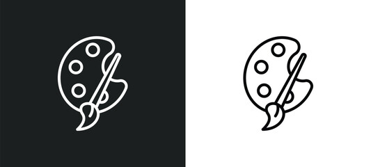 color palette line icon in white and black colors. color palette flat vector icon from color palette collection for web, mobile apps and ui.