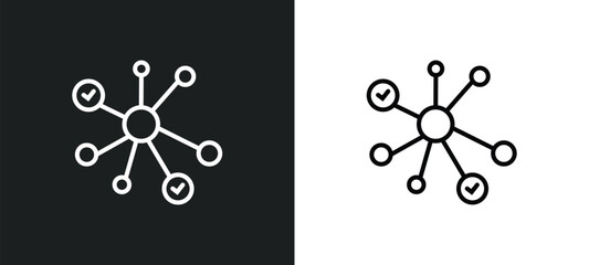 nodes line icon in white and black colors. nodes flat vector icon from nodes collection for web, mobile apps and ui.