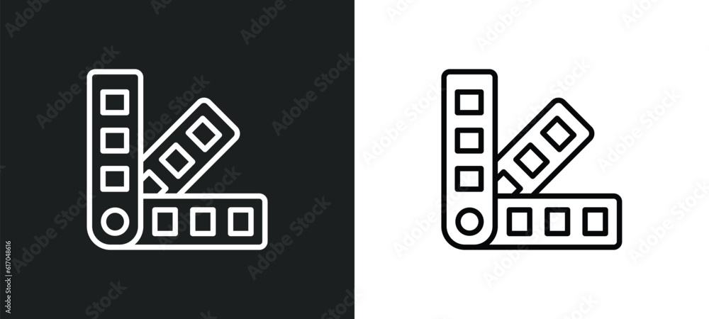 Poster pantone line icon in white and black colors. pantone flat vector icon from pantone collection for we