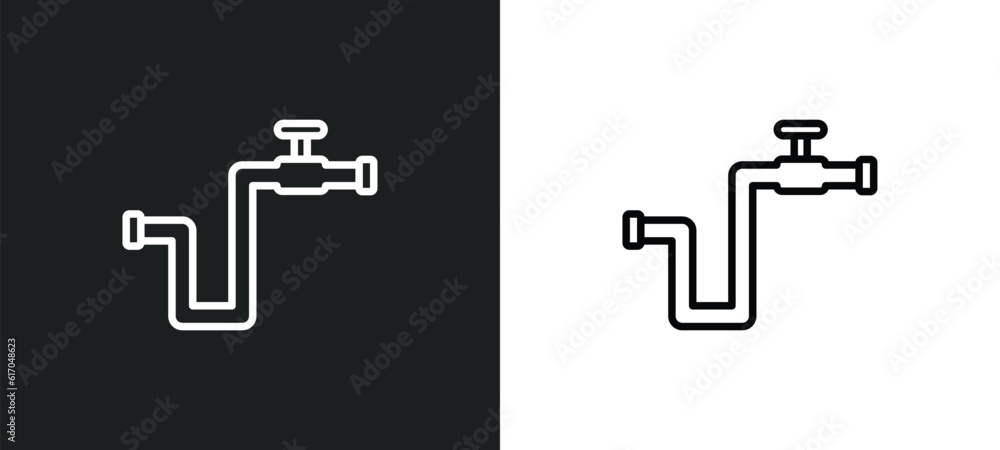 Poster gas pipe line icon in white and black colors. gas pipe flat vector icon from gas pipe collection for