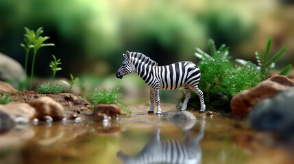 Fototapeta na wymiar zebra crossing the river HD 8K wallpaper Stock Photographic Image