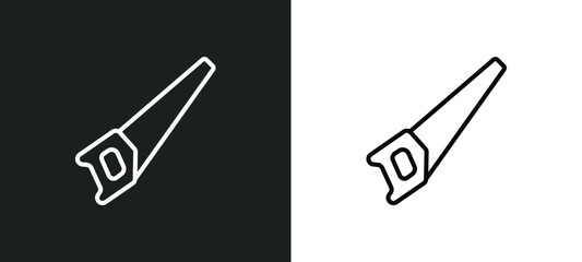 saw line icon in white and black colors. saw flat vector icon from saw collection for web, mobile apps and ui.