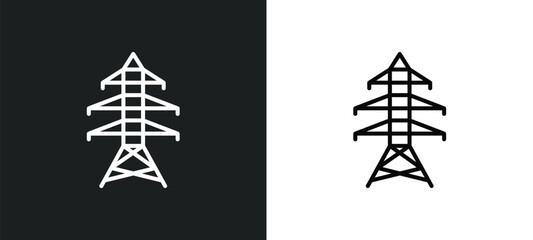 electric tower line icon in white and black colors. electric tower flat vector icon from electric tower collection for web, mobile apps and ui.