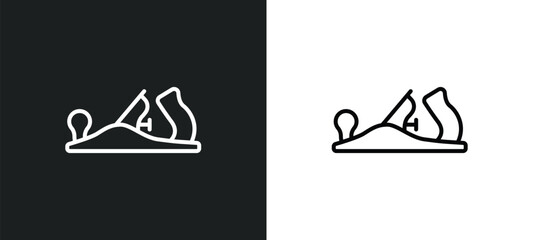 planer line icon in white and black colors. planer flat vector icon from planer collection for web, mobile apps and ui. - obrazy, fototapety, plakaty