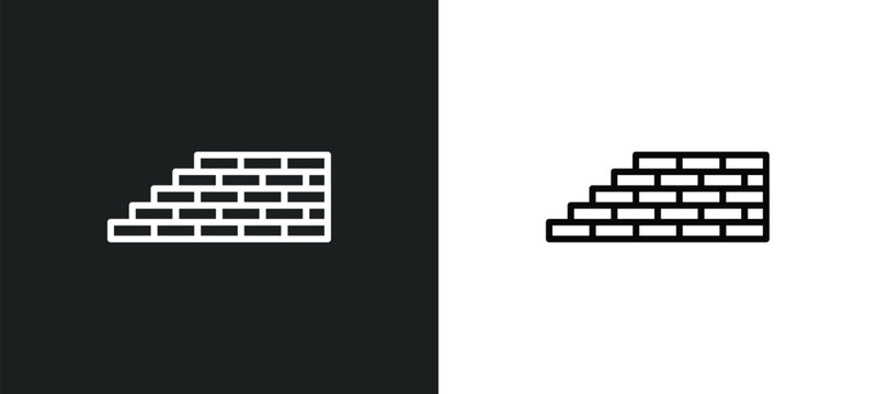 brick wall line icon in white and black colors. brick wall flat vector icon from brick wall collection for web, mobile apps and ui.