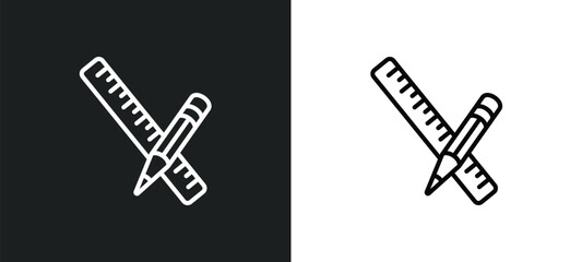 pencil and ruler line icon in white and black colors. pencil and ruler flat vector icon from pencil ruler collection for web, mobile apps ui.