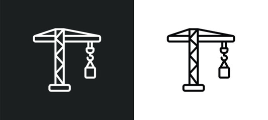 crane line icon in white and black colors. crane flat vector icon from crane collection for web, mobile apps and ui.