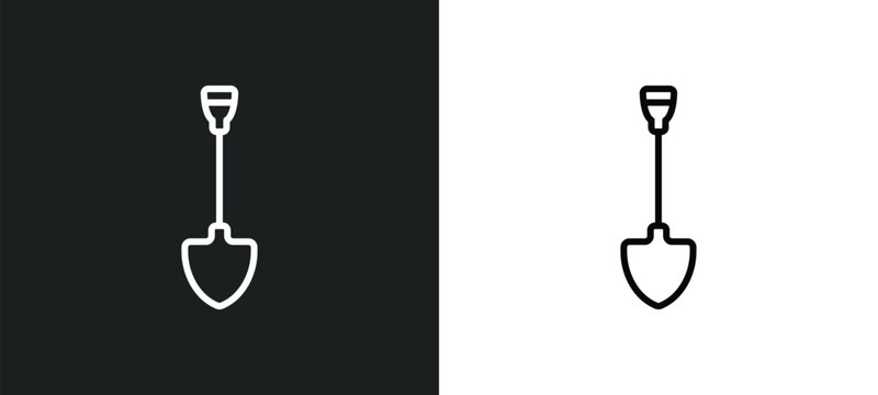 spade line icon in white and black colors. spade flat vector icon from spade collection for web, mobile apps and ui.