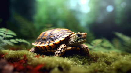 Obraz premium turtle on a rock HD 8K wallpaper Stock Photographic Image