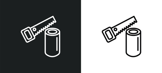 wood saw line icon in white and black colors. wood saw flat vector icon from wood saw collection for web, mobile apps and ui.