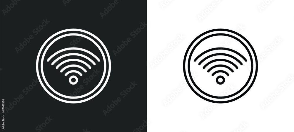 Poster wi fi line icon in white and black colors. wi fi flat vector icon from wi fi collection for web, mob
